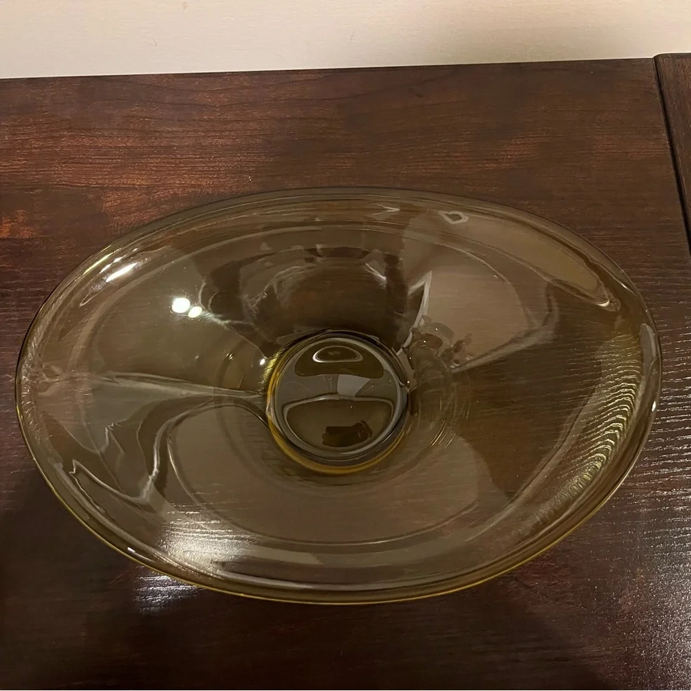 Vintage Free form Citron Olive Oblong Glass Bowl